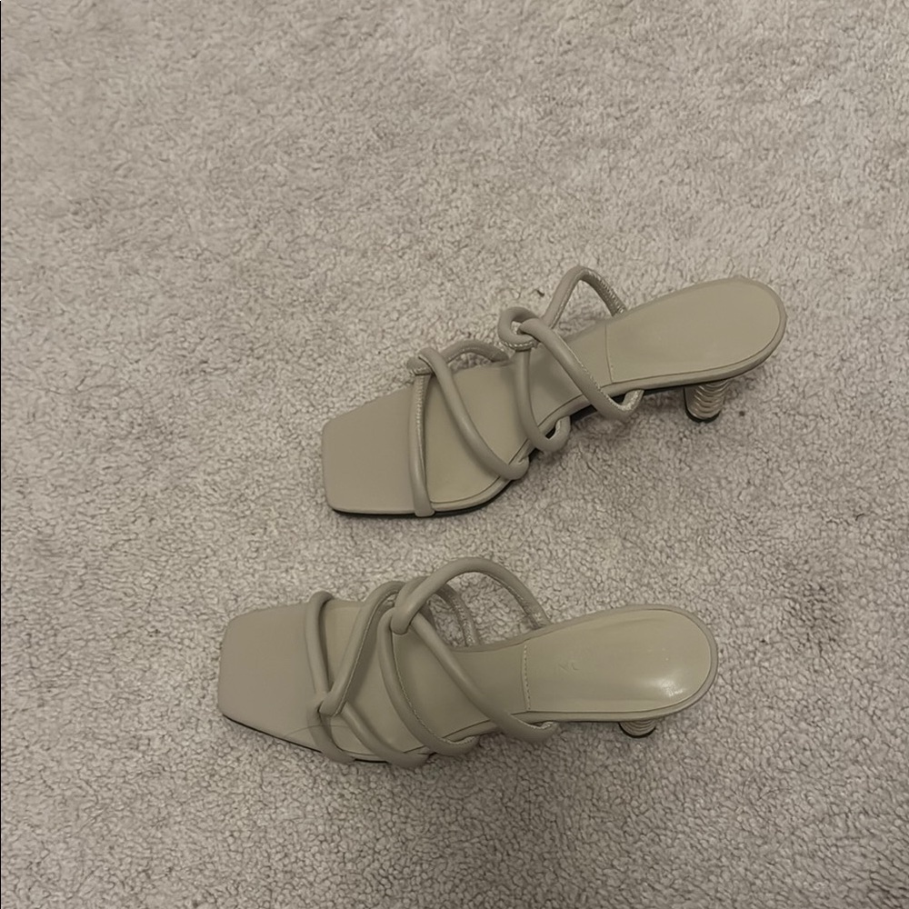 Charles & Keith Cream Strappy Heels